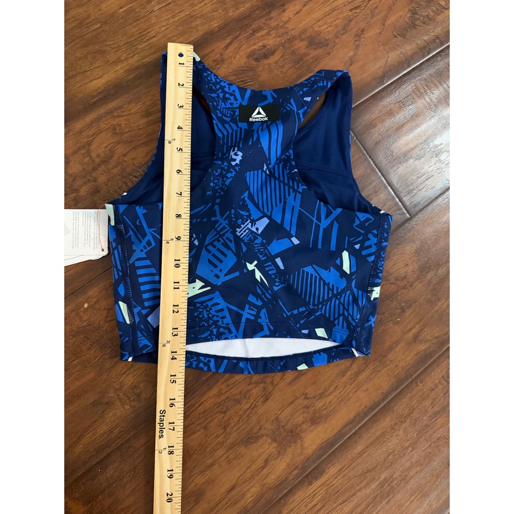 NWT Reebok Play On Crop Tank Bra XS Medieval Blue Medium Support Sports Bra - Picture 5 of 5